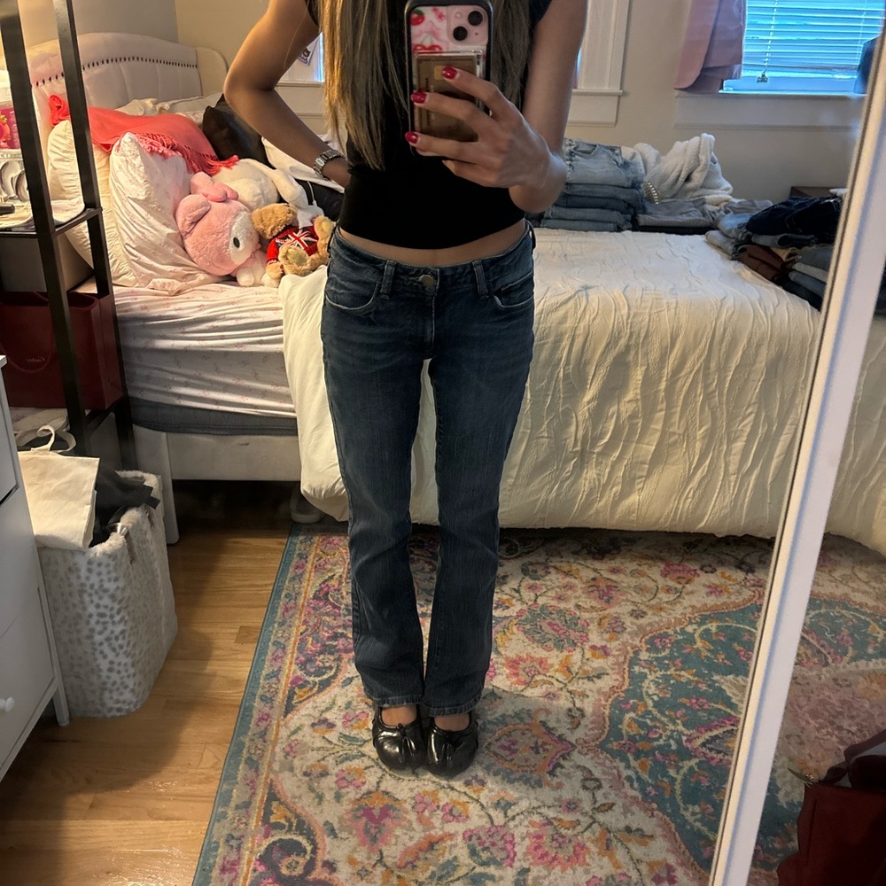 Vintage Women's Boot Cut Jeans in Dark Blue Wash